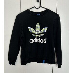 Adidas Vintage Youth Crew Sweatshirt Size XL Black Camo Trefoil